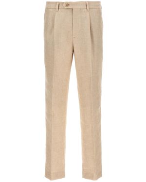 Brunello Cucinelli Pleat-Detailing Tailored Trousers - Natural