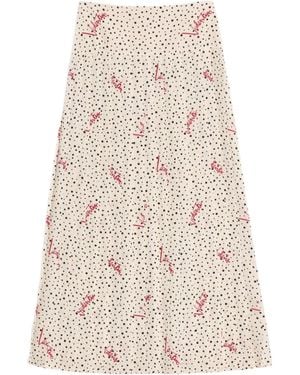 Valentino Plusdepois Bubble Print Crepe De Chine Long Skirt - Natural