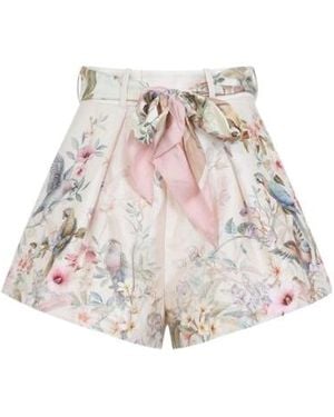 Zimmermann Rebellion Printed Tuck Shorts - White