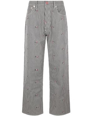 KENZO Striped Straight-Leg Trousers - Grey