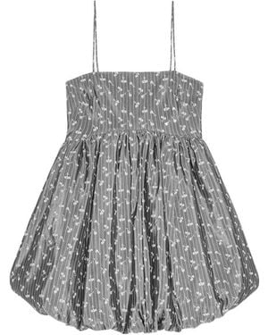 Ganni Dress With Floral Pattern - Grey