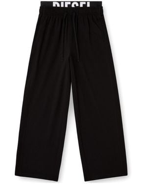DIESEL Leslie-D-Pop Logo Waistband Drawstring Trousers - Black