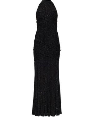 Balmain Pleated Sequin Maxi Dress - Black