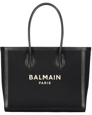 Balmain Logo Print Tote Bag - Black