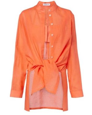 Alaïa Layered Cotton And Linen Shirt - Orange