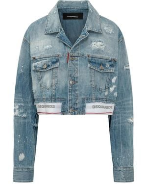 DSquared² Bundle Box Cropped Denim Jacket - Blue
