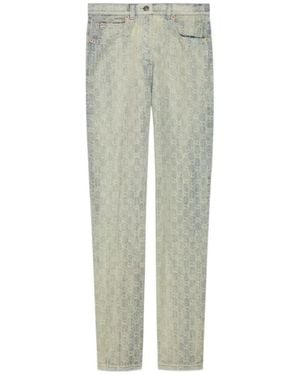 Gucci Gg Jacquard Denim Straight-Leg Jeans - Green