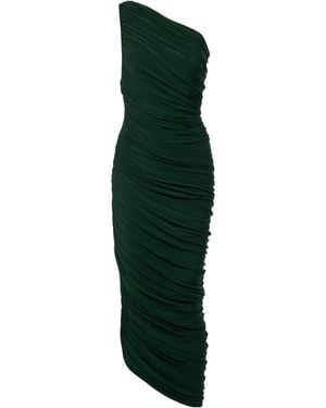 Norma Kamali Diana Ruched Asymmetric Midi Dress - Green