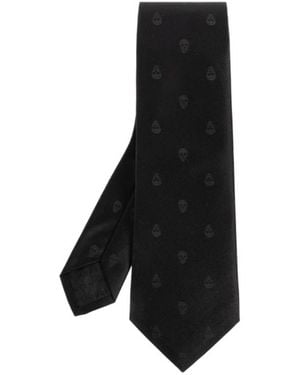 McQueen Skull Jacqaurd Tie - Black