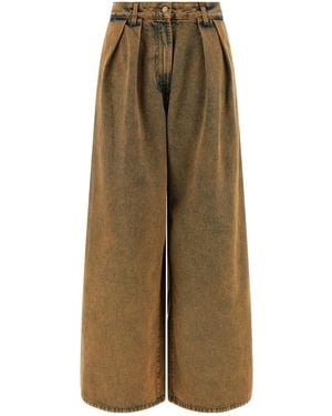 Alanui Desert Rose Pleat-Detailed Acid-Wash Jeans - Natural