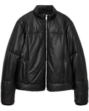 AllSaints Leather Furse Puffer Jacket - Black