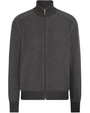 ZEGNA High-Neck Zip-Up Cardigan - Grey