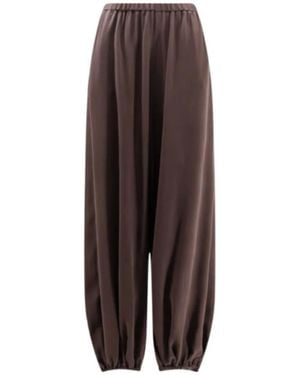 Alysi Wide-Leg Drawstring Trousers - Brown
