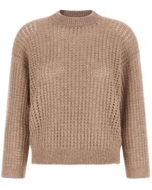 Peserico Openwork Micro Sequin Knitted Jumper - Brown