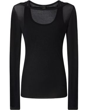 Pinko Long-Sleeve Gauze T-Shirt - Black