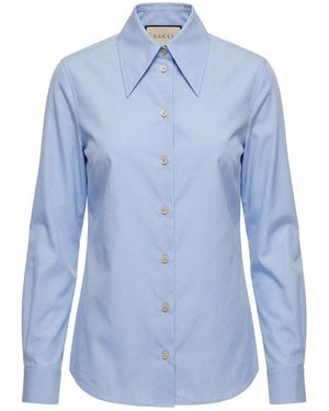 Gucci Curved Hem Buttoned Shirt - Blue