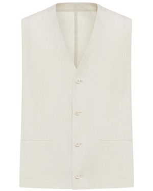Lardini V-Neck Button Gillet - White