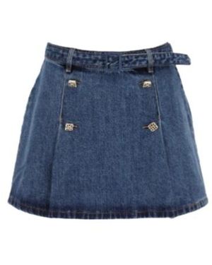 Self-Portrait Denim A-Line Mini Skirt - Blue