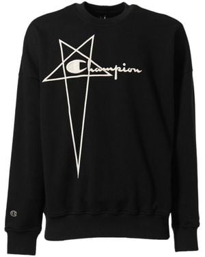 Rick Owens X Champion Logo Embroidered Crewneck Sweatshirt - Black