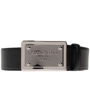 Dolce & Gabbana Logo Plaque Belt - White