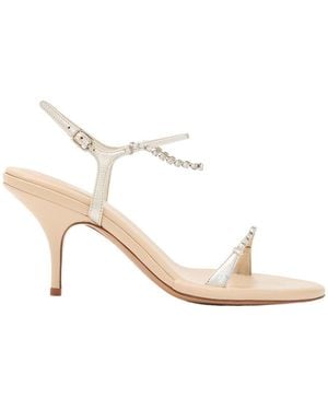 Chloé Zia 80 Crystal-Embellished Leather Sandals - White
