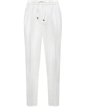 Brunello Cucinelli Drawstring Tapered Leg Trousers - White