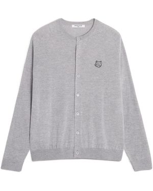 Maison Kitsuné Embroidered Buttoned Cardigan - Grey