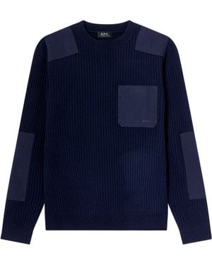 A.P.C. Merino Wool Military Sweater - Blue