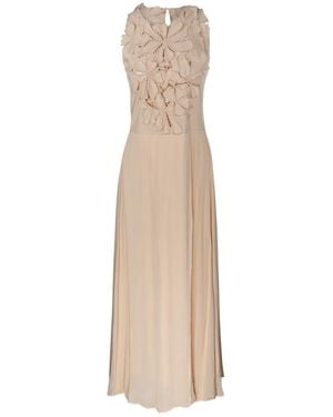 forte_forte Floral Appliqué Dress - Natural