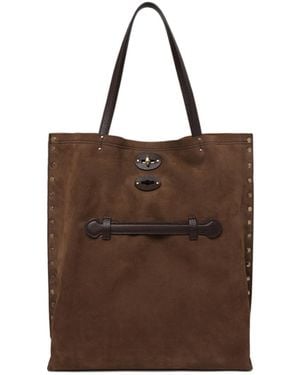 Zanellato A Spasso Stud-Embellished Clasp Medium Tote Bag - Brown