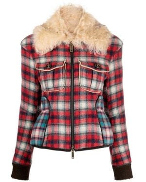 DSquared² Fur-Collared Flannel Jacket