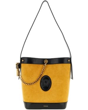 Versace Pivot Small Bucket Bag - White