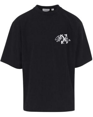 Off-White c/o Virgil Abloh Logo Printed Crewneck T-Shirt - Black