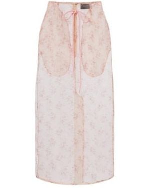 Simone Rocha Floral Midi Skirt - Pink