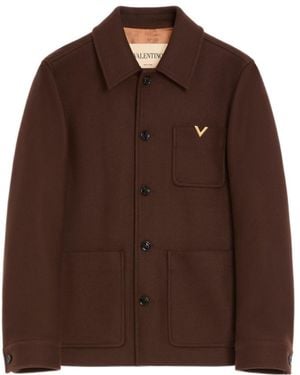 Valentino Wool Jacket With Vgold - Brown
