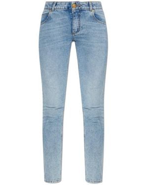 Balmain Logo Patch Skinny Jeans - Blue