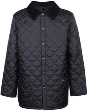 Barbour Dark Quilted Lapel Coat - Blue
