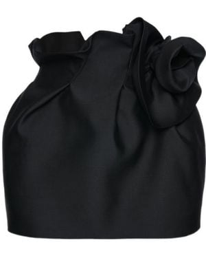 Magda Butrym Draped Floral Mini Skirt - Black
