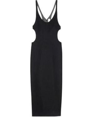 Saint Laurent Cut-Out Detailed Midi Dress - Black