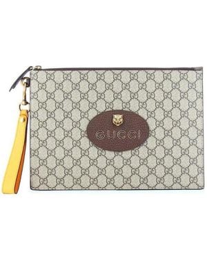 Gucci Gg Supreme Neo Vintage Pouch - Metallic