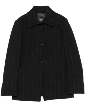 Seventy Pinstripe-Print Chest-Pocket Jacket - Black