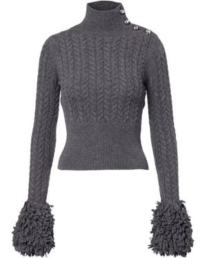 Patou Cable-Knit Long-Sleeved Jumper - Blue