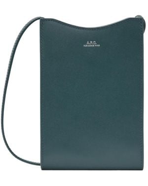 A.P.C. Logo-Print Messenger Bag - Green