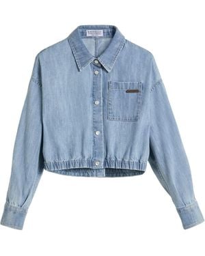 Brunello Cucinelli Monili-Detailed Denim Shirt - Blue