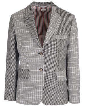 Thom Browne Single Breasted Contrasted Prints Blazer - Grey