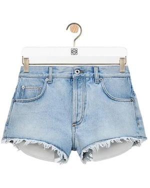 Loewe Frayed Hem Denim Shorts - Blue