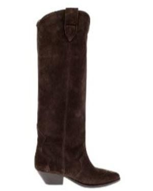 Isabel Marant Suede Tall Western Boots - Brown