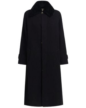 Marni Wool And Cashmere Coat With Shearling Collar - Black