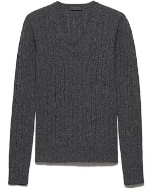 Prada Wool V-Neck Sweater - Gray