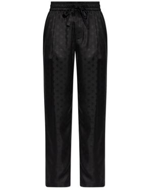 Dolce & Gabbana Dolce & Gabbana Silk Trousers With Monogram - Black